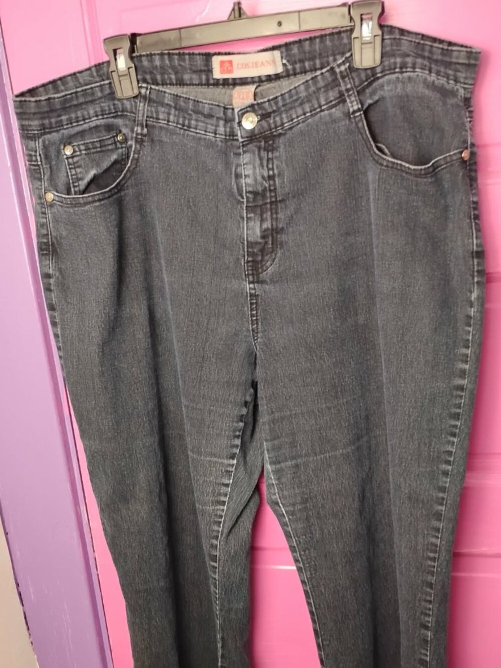 Size 20 COS Fashion Cos Jeans Distressed Style 5 Pocket Stretch Blue Grunge 20W